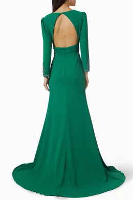 Buy Pronovias Green Embellished Gown in Crepe For Women Online | Ounass Oman