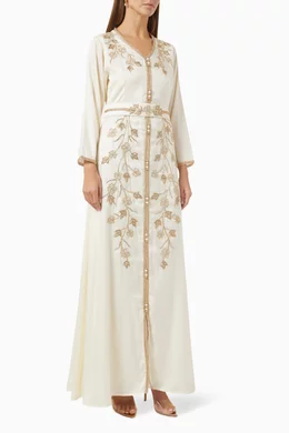 Buy Eleganza La Mode White Moroccan Maxi Dress in Soft Crepe For Women Online Ounass Oman