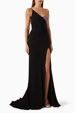 strapless open back dress Red Solid V-Neck (Belt) Long Maxi Dress main image 0