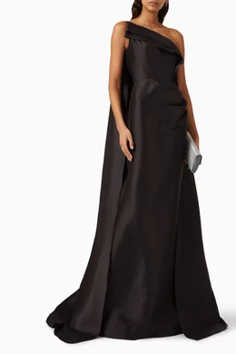 Buy Jovani Black One-shoulder Maxi Cape Dress For Women Online | Ounass Oman