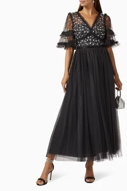 Buy Needle Thread Black Maybelle Sequin-embellished Gown in
