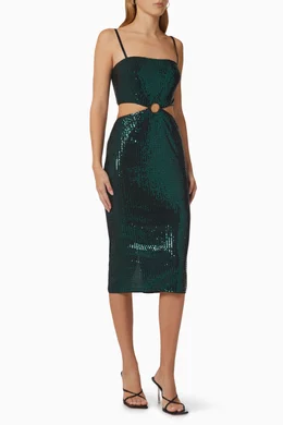 Buy Elle Zeitoune Green Jillian Dress in Sequinned Crpe For Women Online |  Ounass Oman