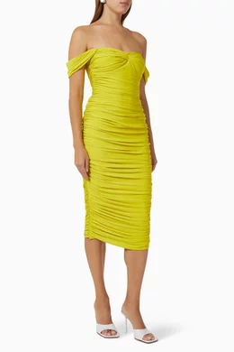 norma kamali walter midi dress Norma Kamali + Walter off-the-shoulder ruched stretch-jersey midi dress