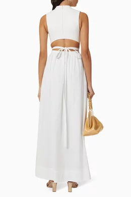 Buy SIR The Label White Esther Deconstructed Maxi Dress in Cotton-poplin  For Women Online | Ounass Oman