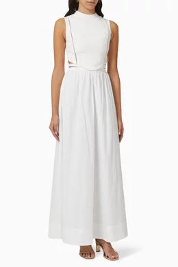 Buy SIR The Label White Esther Deconstructed Maxi Dress in Cotton-poplin  For Women Online | Ounass Oman