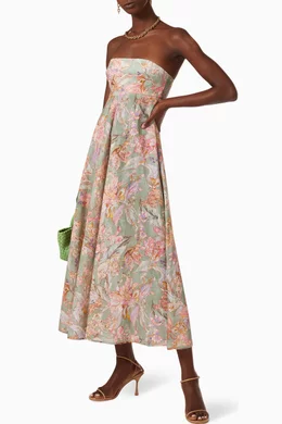 zimmermann cira floral linen bandeau midi-dress Saks Fifth Avenue Zimmermann Cira Floral Linen Bandeau Midi-Dress 695.00