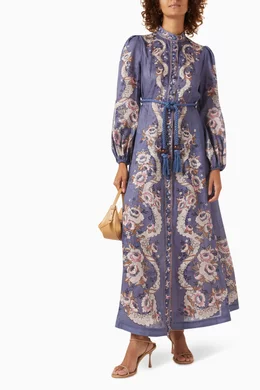what color shoes go with light blue dress Zimmermann Blue Sheer Silk Chiffon Ruffle Strappy Gown
