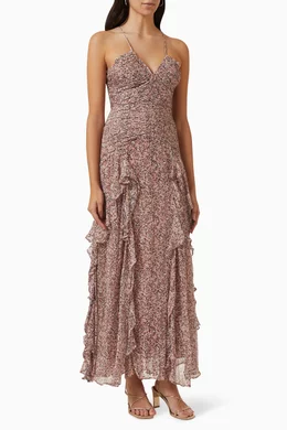 shona joy brown dress Jamila Lace High Neck Maxi Dress | Espresso | Dresses main image 1