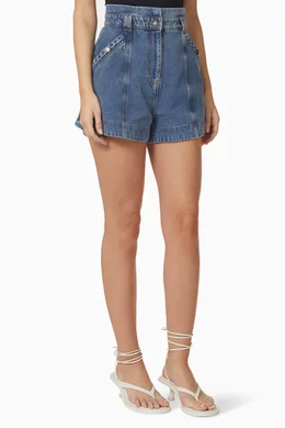 Buy Shona Joy Blue Raquel High waisted Flared Shorts in Denim For Women Online Ounass Oman