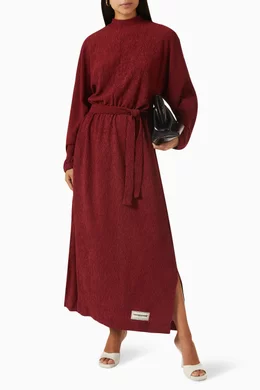 burgundy argyle dress socks Batwing Sleeve V-Neck Long Dress with Hidden Pocket for Plus Sizes main image 0