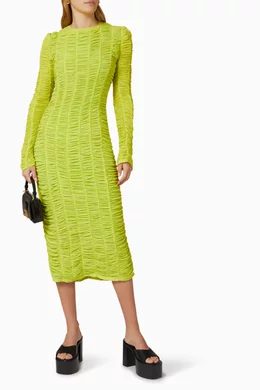 Buy Simon Miller Green Tati Ruched Midi Dress in Mesh For Women Online |  Ounass Oman
