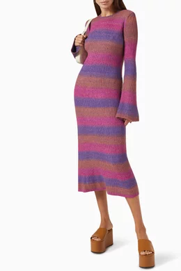 Buy Simon Miller Purple Axon Striped Midi Dress in Wool-blend Knit For  Women Online | Ounass Oman
