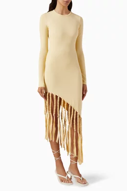 Buy Simon Miller Yellow Topsy Fringe Dress in Ribbed Knit For Women Online  | Ounass Oman
