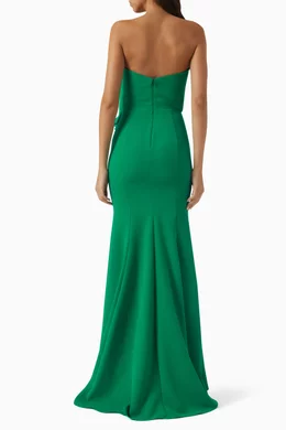 Buy Nicole Bakti Green Swirling Draped Gown in Pebble Crpe For Women  Online | Ounass Oman