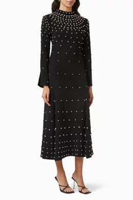 Buy Simkhai Black Arielle Diamante Midi Dress in Crepe For Women Online |  Ounass Oman