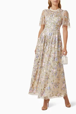 chinese dress ladies Dragonfly Garden Ankle Gown  Cream