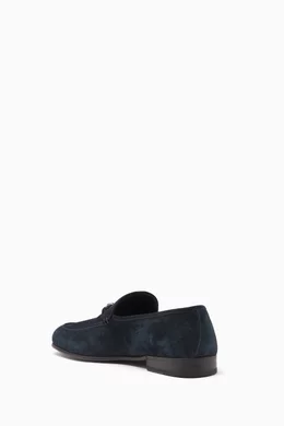 Buy Jimmy Choo Blue Marti Reverse Loafers in Suede For Men  display picture 1