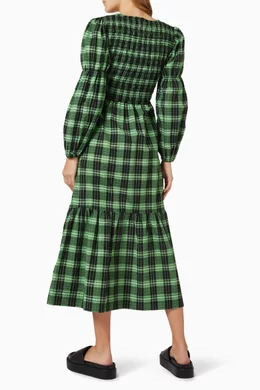 green emerald velvet dress Seersucker Check Ribbon Mini Dress main image 0