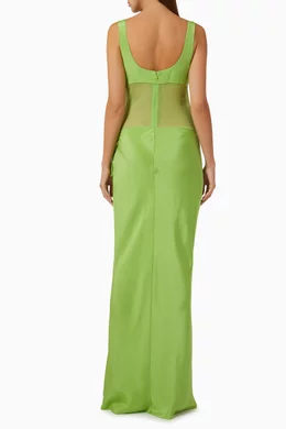 christopher esber sheer torso cowl tank dress Buy Christopher Esber Green Sheer Torso Cowl Tank Maxi Dress in Silk For  Women Online