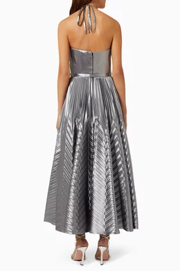 open lace back dress One-Shoulder Pleated Satin Gown