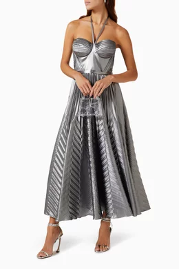 marchesa notte silver dress Off The Shoulder Sweatheart Gown