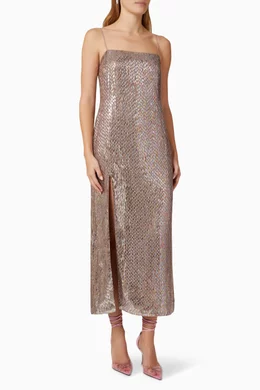 Buy Alexis Purple Raf Sequinned Midi Dress For Women Online | Ounass Oman