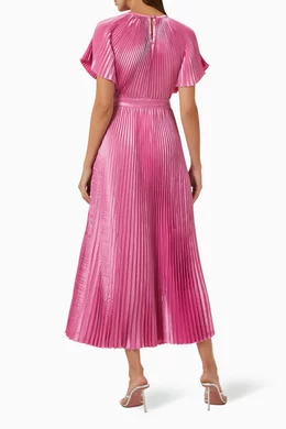 knee length dresses for ladies Mally Rose Pink Satin Sweetheart A-Line Midi Dress – Club L London main image 1