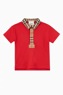 Buy Burberry Red Logo Polo Shirt in Cotton For Baby Boys Online