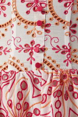 open lace back dress Jara Mini Dress | Orange Calendula Floral main image 0