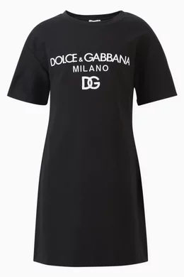 Buy Dolce Gabbana Black Logo print T shirt Dress in Cotton For Girls Online Ounass Oman