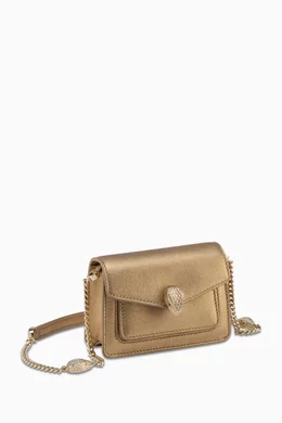 Buy BVLGARI Gold Micro Serpenti Forever Crossbody Bag in Metallic Leather For Women Online Ounass Oman