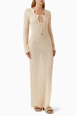 Buy Casablanca White Cut-out Maxi Dress in Boucle-knit For Women Online |  Ounass Oman