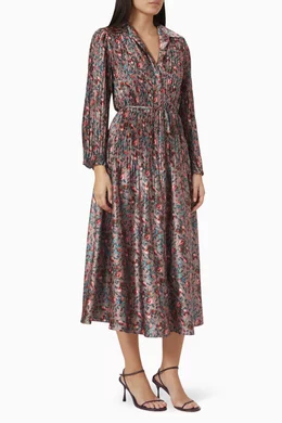 vince berry blooms pleated shirt dress Berry Blooms Pleated Shirt Dress Ocean