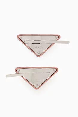 Luxury Designer Inspired Pink Triangle Logo Hairpin Fashion Jewelry P Designer Hair Clip Original LOGO Geometric  main image 2