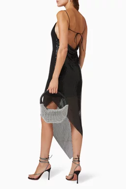 navy blue dress for baby girl Buy Alice + Olivia Black Harmony Asymmetrical Midi Dress in Chainmail For  Women Online