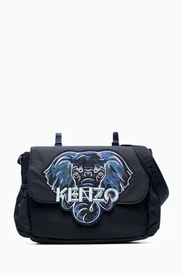 Buy KENZO KIDS Blue Elephant Logo Print Diaper Bag in Technical Fabric For Baby Boys Online Ounass Oman