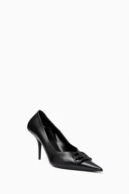 Buy Balenciaga Black Square Knife BB 80 Pumps in Leather For