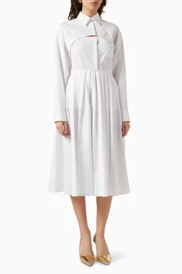 structured white dress AKIRA Chic And Sophisticated Structured Midi Dress | White
