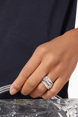 Buy Swarovski Silver Twist Wrap Ring in Rhodium-plated Metal