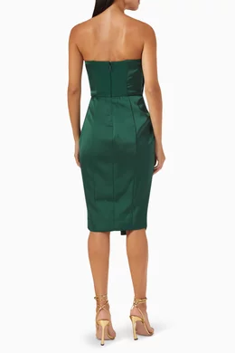 lavish alice green corset dress Lavish Alice Lace Trim Drape Corset Midi Dress in Emerald Green