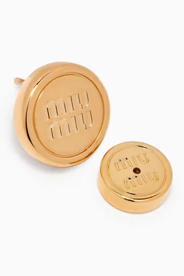 Buy Miu Miu Gold Embossed Logo Stud Earrings For Women Online 