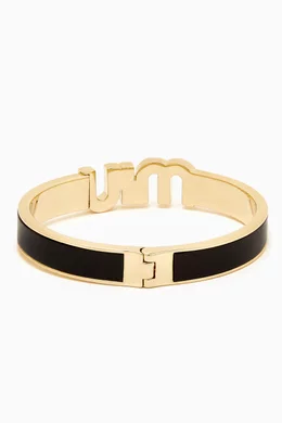 アクセサリー miumiu leather studs bangle / bracelet Buy Miu Miu Black Enameled Logo Bracelet in Metal For Women Online
