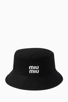 Miu Miu Black Logo-Embroidered Bucket Hat 22583264_52619304_322.jpg main image 2