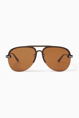 Buy TOM FORD Brown Pilot Sunglasses in Acetate For Men Online Ounass Oman