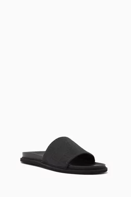 Buy Moschino Black All over Logo Slides in Nylon For Men Online Ounass Oman