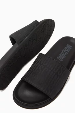 Buy Moschino Black All over Logo Slides in Nylon For Men Online Ounass Oman