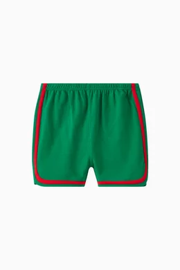 Buy Gucci Green Gucci Monster Logo Shorts in Cotton Stretch For Kids Online Ounass Oman
