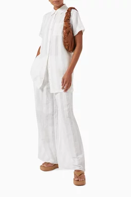 summer linen wedding guest dress Beige linen wrap dress main image 1