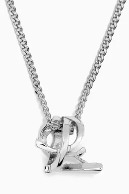 Buy SAINT LAURENT Silver Monogram Twist Pendant Necklace in Metal