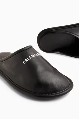 Buy Balenciaga Black Logo Home Slippers in Calf Leather For Men